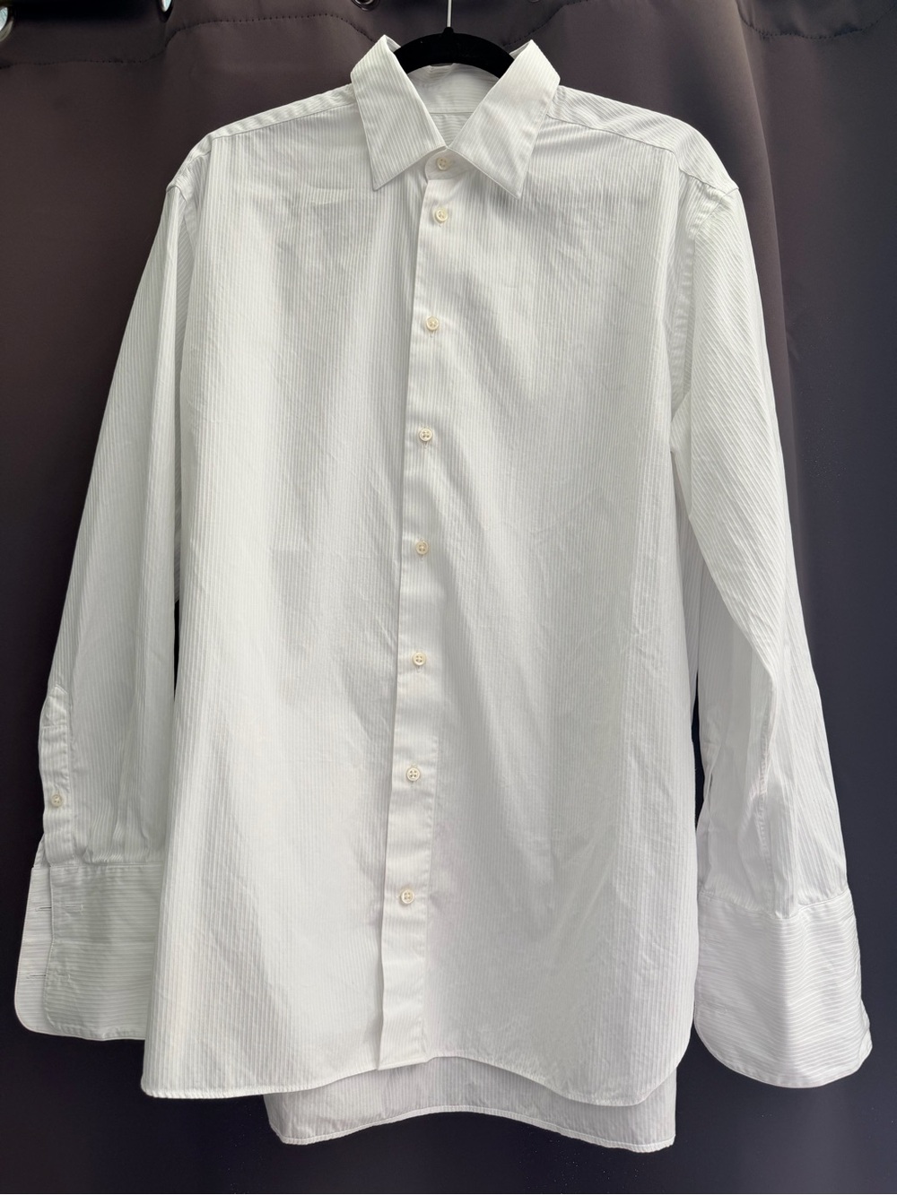 Armani Collezioni White Men's Long-Sleeve French Cuff Dress Shirt 41 16 R